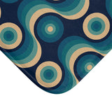 Blue Beige 60s Wave Pattern Bath Mat | Mid Century Home Decor