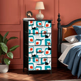 60s Atomic Cat Retro Dresser: Midcentury Modern Fabric Storage Cabinet