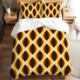Honeycomb Pattern Microfiber Comforter Set: 70s Retro Queen Size Bedding