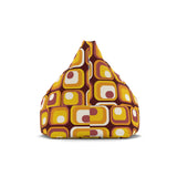 Retro 70s Bean Bag Chair Cover | Cozy Floor Seating in 2 Sizes | Midcentury Modern Decor Gift for Kids Adults | Orange Brown White