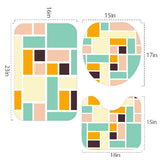 Retro Bathroom Mat Set | Retro Midcentury 3-Piece Rugs, Multicolor Mosaic Tiles Pattern
