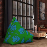 60s Retro Monstera Leaf Bean Bag Chair Cover - Blue Green Midcentury Decor, 2 sizes