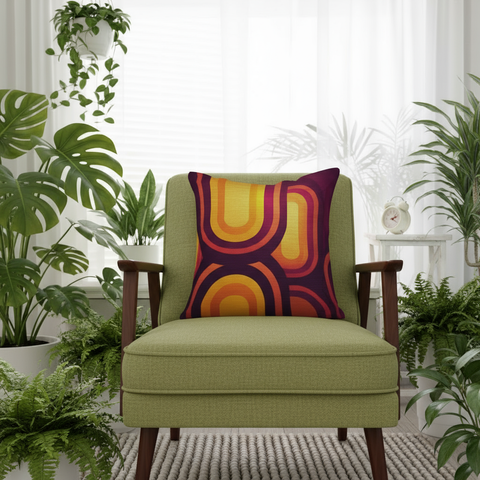 Midcentury Retro 70s Throw Pillow Cover – Vintage Pattern Accent