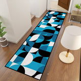 Retro 60s Bauhaus Runner Rug – Midcentury Blue White Black, Multiple Sizes