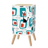 Retro Square Trash Can with Lid, 50s Atomic Mid Century Pattern Black Cat