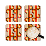 Retro 70s Disco Corkwood Coaster Set | Midcentury Home Decor Gift