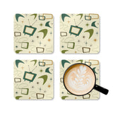 Midcentury Modern Table Coasters – Retro Cork Drink Coasters