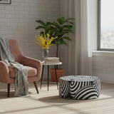 1980s Retro Inflatable Retro Ottoman – Black White Footstool Seat