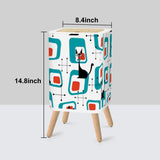 Retro Square Trash Can with Lid, 50s Atomic Mid Century Pattern Black Cat