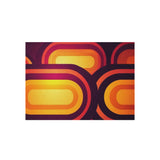 RETRO 70s Midcentury OUTDOOR RUG Orange Yellow Burgundy Non Slip, 4 Sizes