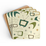 Midcentury Modern Table Coasters – Retro Cork Drink Coasters