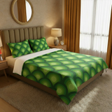 Green Peacock Eye Pattern Duvet Cover Set in 4 Sizes - 70s Retro Bedding