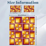 70s Retro Squares Pattern Comforter Set: Midcentury Microfiber Queen Size