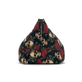 Black Red Green Gothic Bean Bag Chair Cover - Skulls and Roses Decor for Game Rooms, Lounge, Living Room - 2 sizes