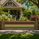Retro Colors Stripes Balcony Screen – Outdoor Privacy Fence Cover