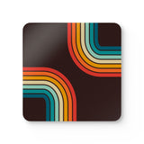 Retro 70s Corkwood Coaster Set | Black Rainbow Midcentury Home Decor