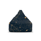 Blue Yellow Retro Bean Bag Chair Cover - Astrology Moon Stars Planets Decor, Game Rooms Lounge Living Room - 2 sizes