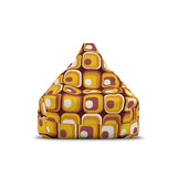 Retro 70s Bean Bag Chair Cover | Cozy Floor Seating in 2 Sizes | Midcentury Modern Decor Gift for Kids Adults | Orange Brown White
