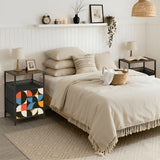 Retro 60s Bedside Table - Cabinet with Charging Station & Drawers