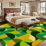 Green 70s Vintage Area Rug 12x9 – Plush Midcentury Non-Slip Floor Mat