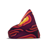 Retro 70s Bean Bag Chair Cover | Cozy Floor Seating in 2 Sizes | Midcentury Modern Decor Gift for Kids Adults | Orange Burgundy Yellow