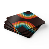 Retro 70s Corkwood Coaster Set | Black Rainbow Midcentury Home Decor