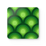 Green Retro 70s Corkwood Coaster Set | Midcentury Home Decor Gift