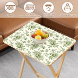 Sage Garden Floral retro TV tray set of 4, tabletop close-up with fruit bowl