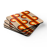 Retro 70s Disco Corkwood Coaster Set | Midcentury Home Decor Gift