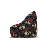 Black Red Green Gothic Bean Bag Chair Cover - Skulls and Roses Decor for Game Rooms, Lounge, Living Room - 2 sizes
