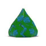 60s Retro Monstera Leaf Bean Bag Chair Cover - Blue Green Midcentury Decor, 2 sizes