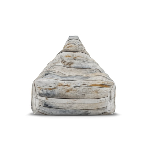 Rustic Wood Planks Bean Bag Chair Cover - White Gray Cottagecore Decor for Game Rooms, Lounge, Living Room - 2 sizes
