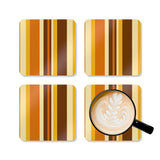 Retro Striped Midcentury Drink Coasters – Cork Back Set of 4
