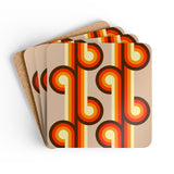 Retro 70s Disco Corkwood Coaster Set | Midcentury Home Decor Gift