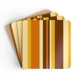 Retro Striped Midcentury Drink Coasters – Cork Back Set of 4