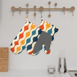 Retro 60s Silicone Oven Mitts – Heat Resistant Cooking Gloves