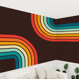 70s Midcentury Modern Disco Rainbow Wall Mural – Retro Removable Wallpaper