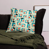 1950s Atomic Cat Retro Throw Pillow Midcentury Cushion Home Decor - 22″×22″ - retro pillow