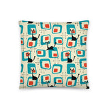 1950s Atomic Cat Retro Throw Pillow Midcentury Cushion Home Decor - retro pillow