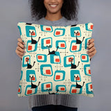 1950s Atomic Cat Retro Throw Pillow Midcentury Cushion Home Decor - retro pillow