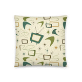 1960s Atomic Retro Pattern Premium Throw Pillow - retro pillow