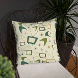 1960s Atomic Retro Pattern Premium Throw Pillow - retro pillow
