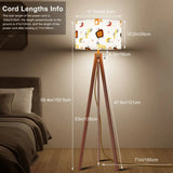 1960s Atomic Tripod Floor Lamp Mid Century Cocktail Pattern Linen Shade - retro floor lamps