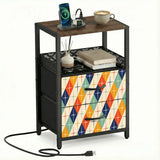 1960s Midcentury Modern Retro Nightstand with USB & AC Outlets - retro bedside table