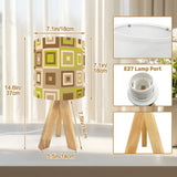 1960s Midcentury Retro Tripod Table Lamp: Green Beige Brown Linen Shade - retro table lamps