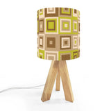 1960s Midcentury Retro Tripod Table Lamp: Green Beige Brown Linen Shade - US Plug - retro table lamps