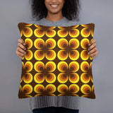 1960s RETRO THROW PILLOW Midcentury Style Orange Brown Yellow Home Decor - retro pillow