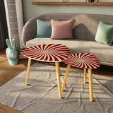 1970s Retro Nesting Coffee Table Set: Midcentury Sunburst Side Tables - One Size - retro nesting tables