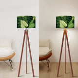 1970s Retro Scandi Tripod Floor Lamp with Green Monstera Leaves - retro floor lamps