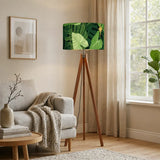 1970s Retro Scandi Tripod Floor Lamp with Green Monstera Leaves - retro floor lamps